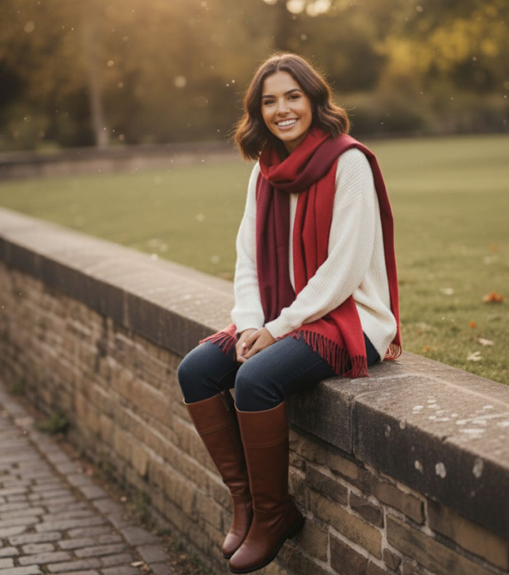 Two-Tone Bordeaux Scarf