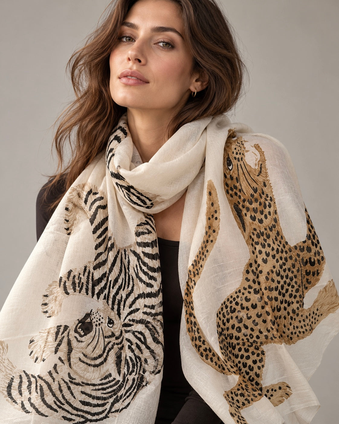 Ivory Wild Duo Soft Weave Off-White Scarf