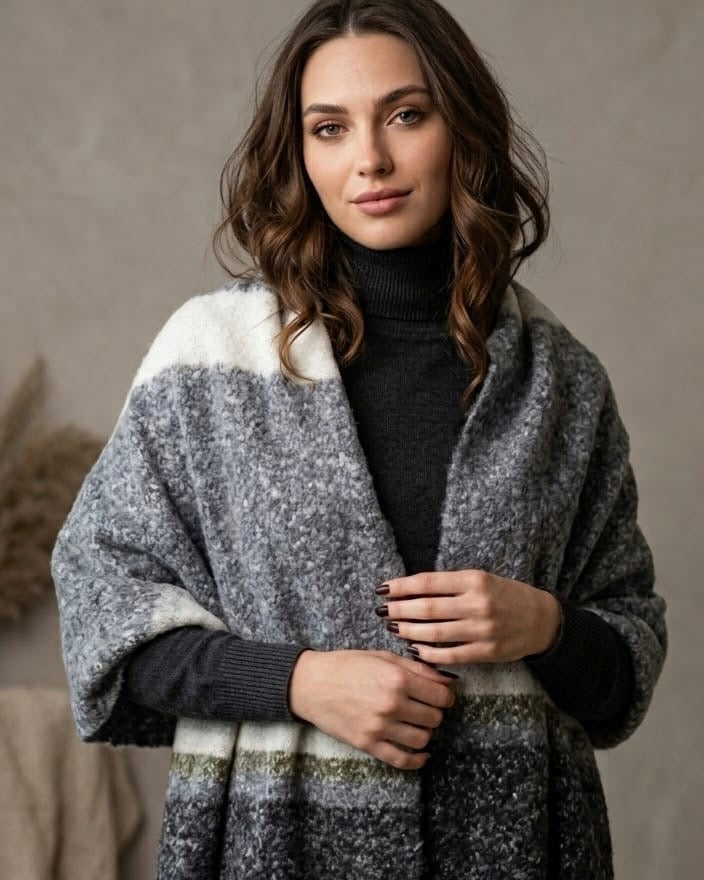 The Chunky Grey Stripe Scarf