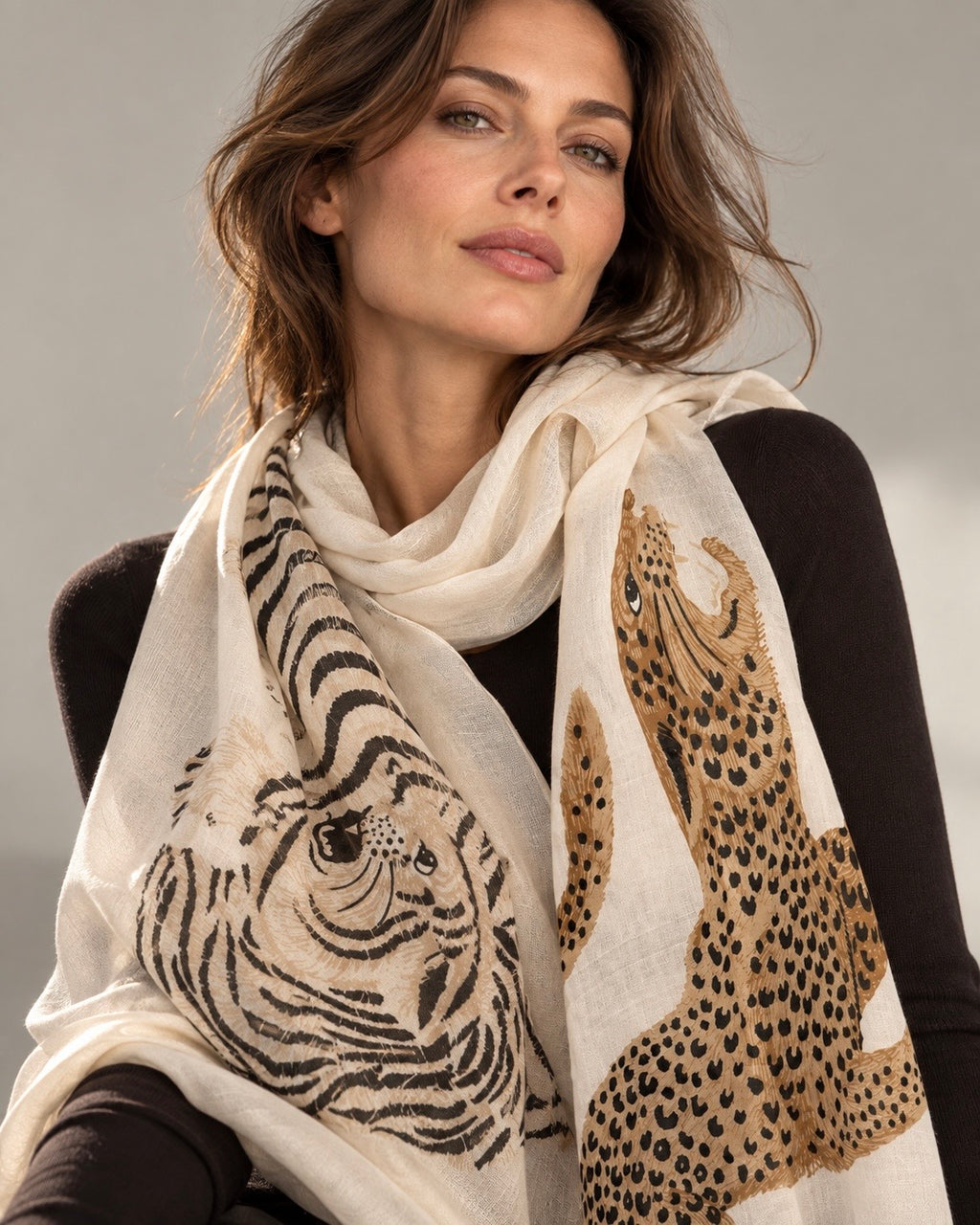 Ivory Wild Duo Soft Weave Off-White Scarf