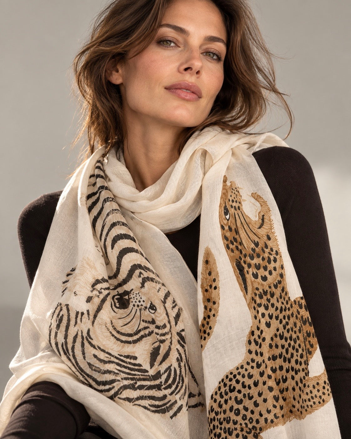 Ivory Wild Duo Soft Weave Off-White Scarf