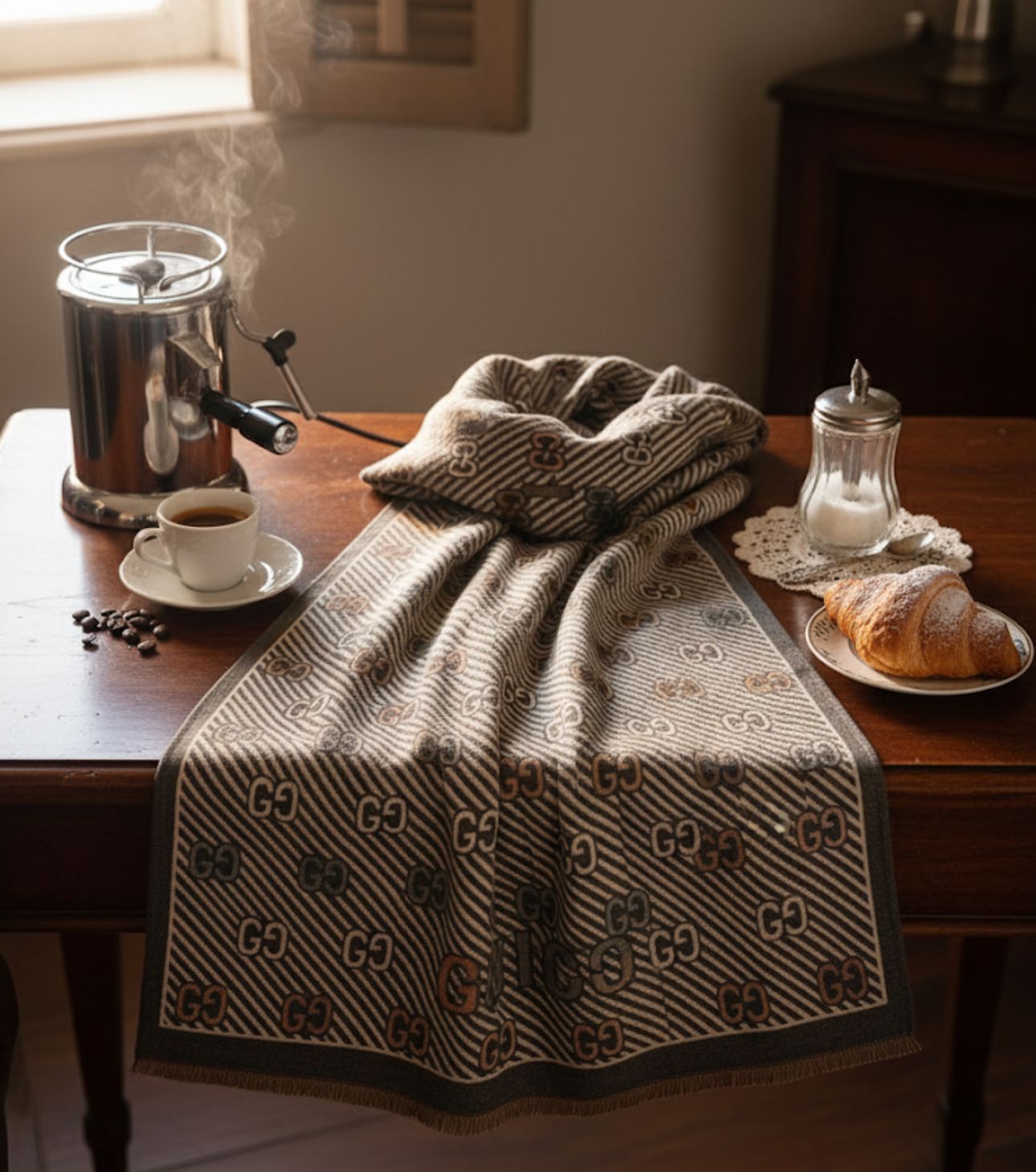 Gucci Grey Cashmere Winter Scarf