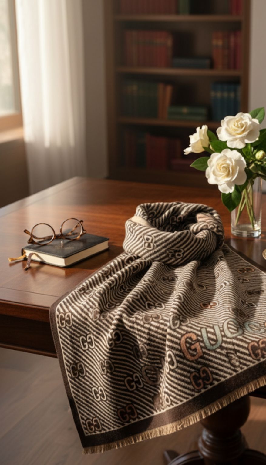 Brown Gucci Cashmere Winter Scarf