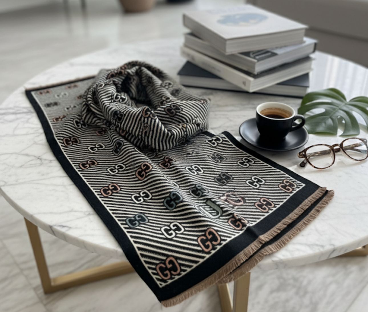 Black Gucci Cashmere Winter Scarf