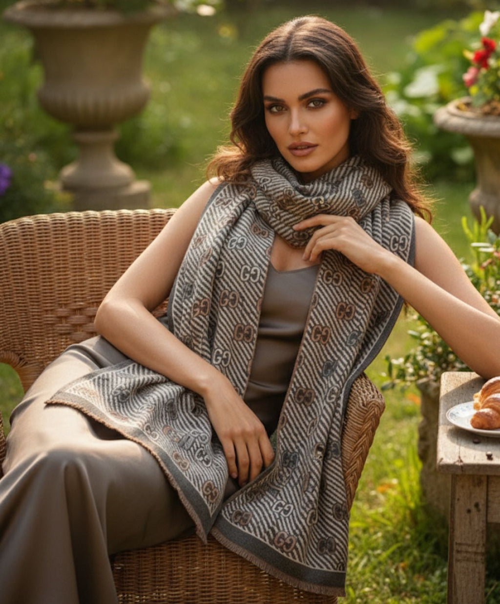 Gucci Grey Cashmere Winter Scarf