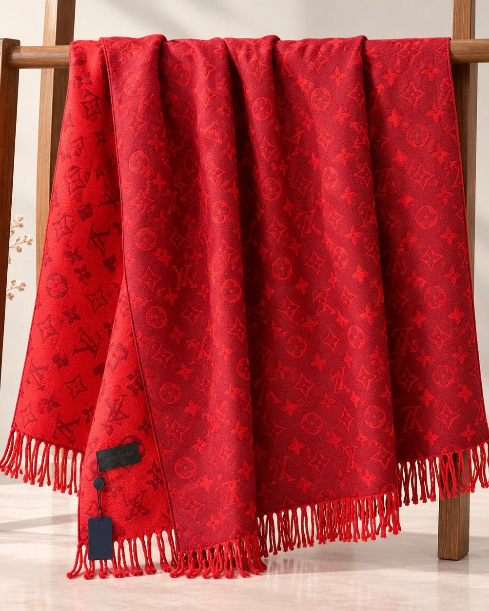 Louis Vuitton Heritage Red Tassel Classic Shawl