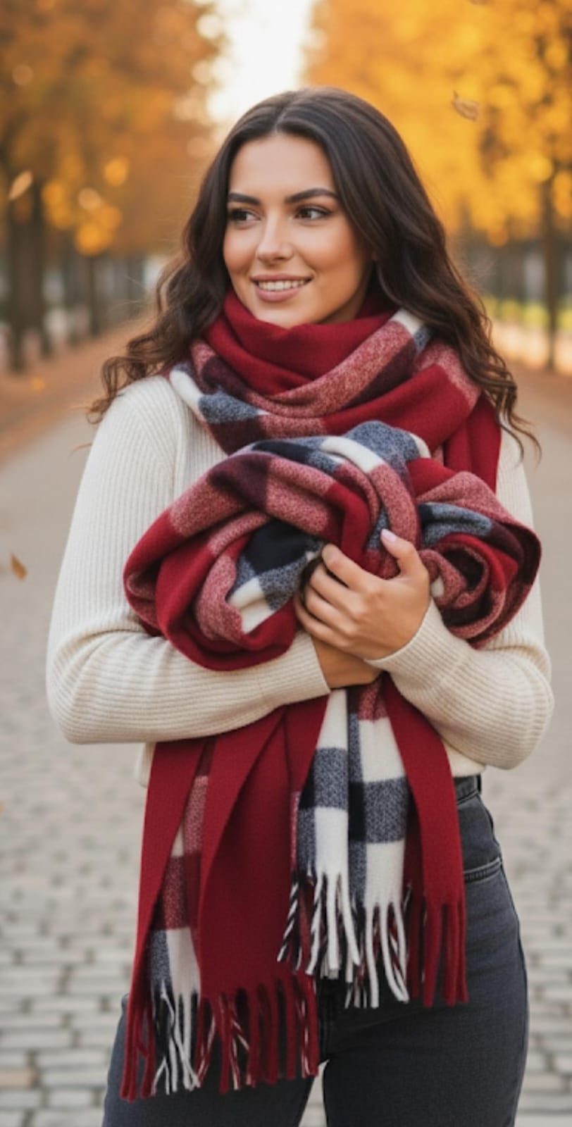 Red Crimson Fluffy Scarf