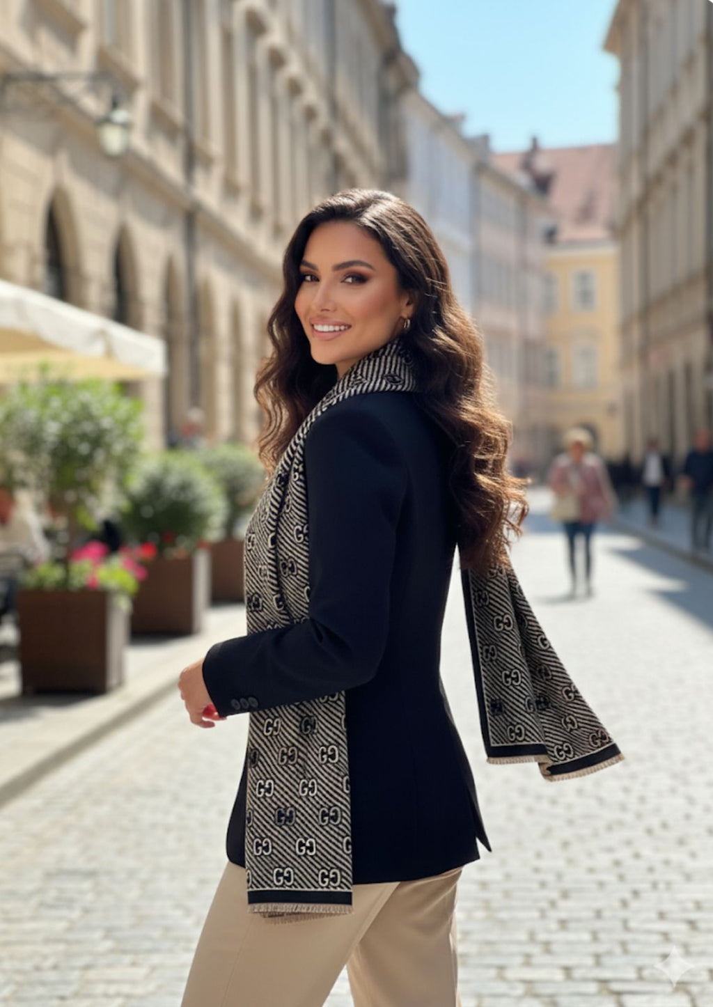 Black Gucci Cashmere Winter Scarf