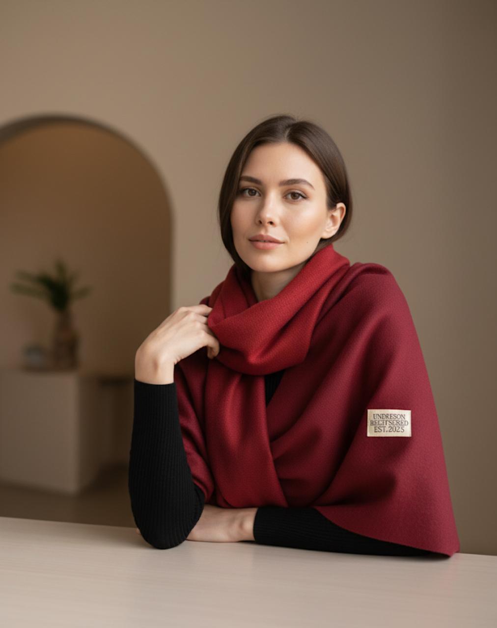 Two-Tone Bordeaux Scarf