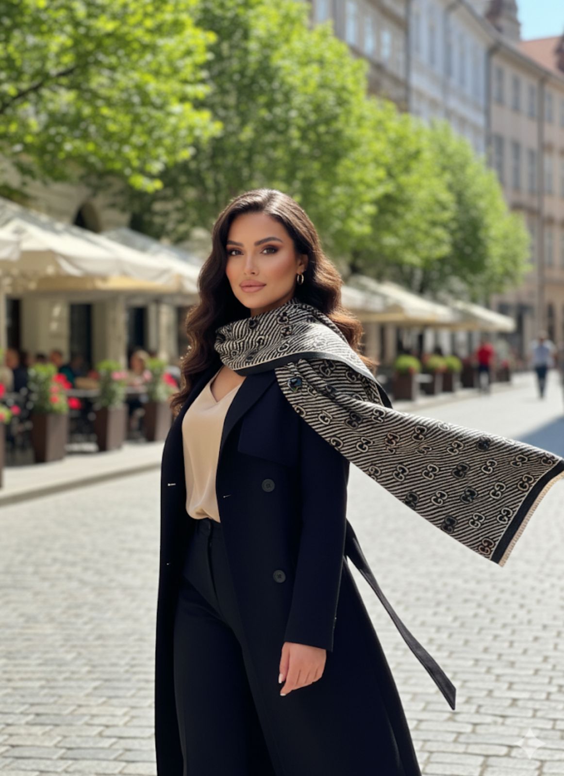 Black Gucci Cashmere Winter Scarf