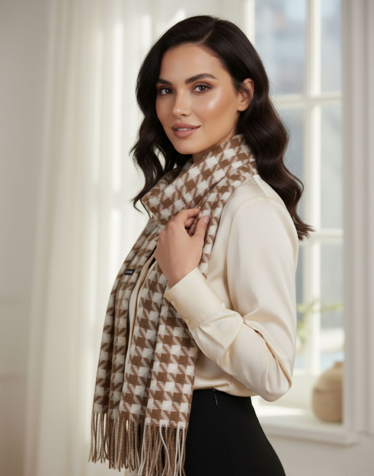 Rusted brown houndstooth Scarf