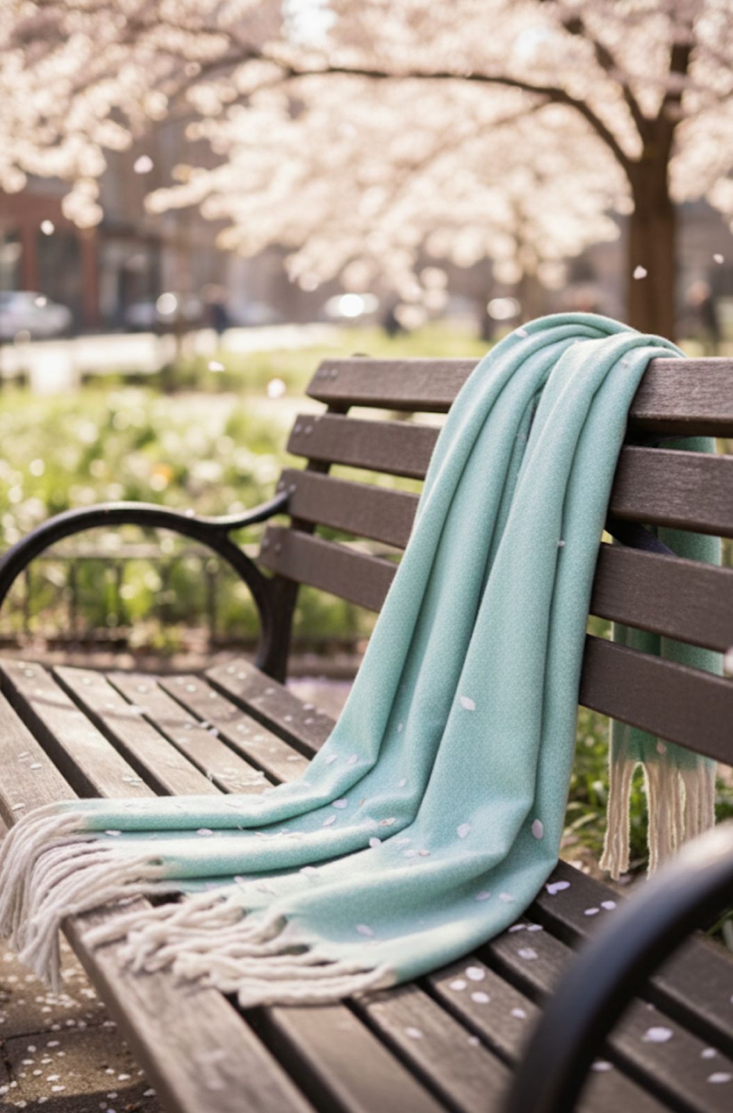 Mint Bloom Fluffy Scarf
