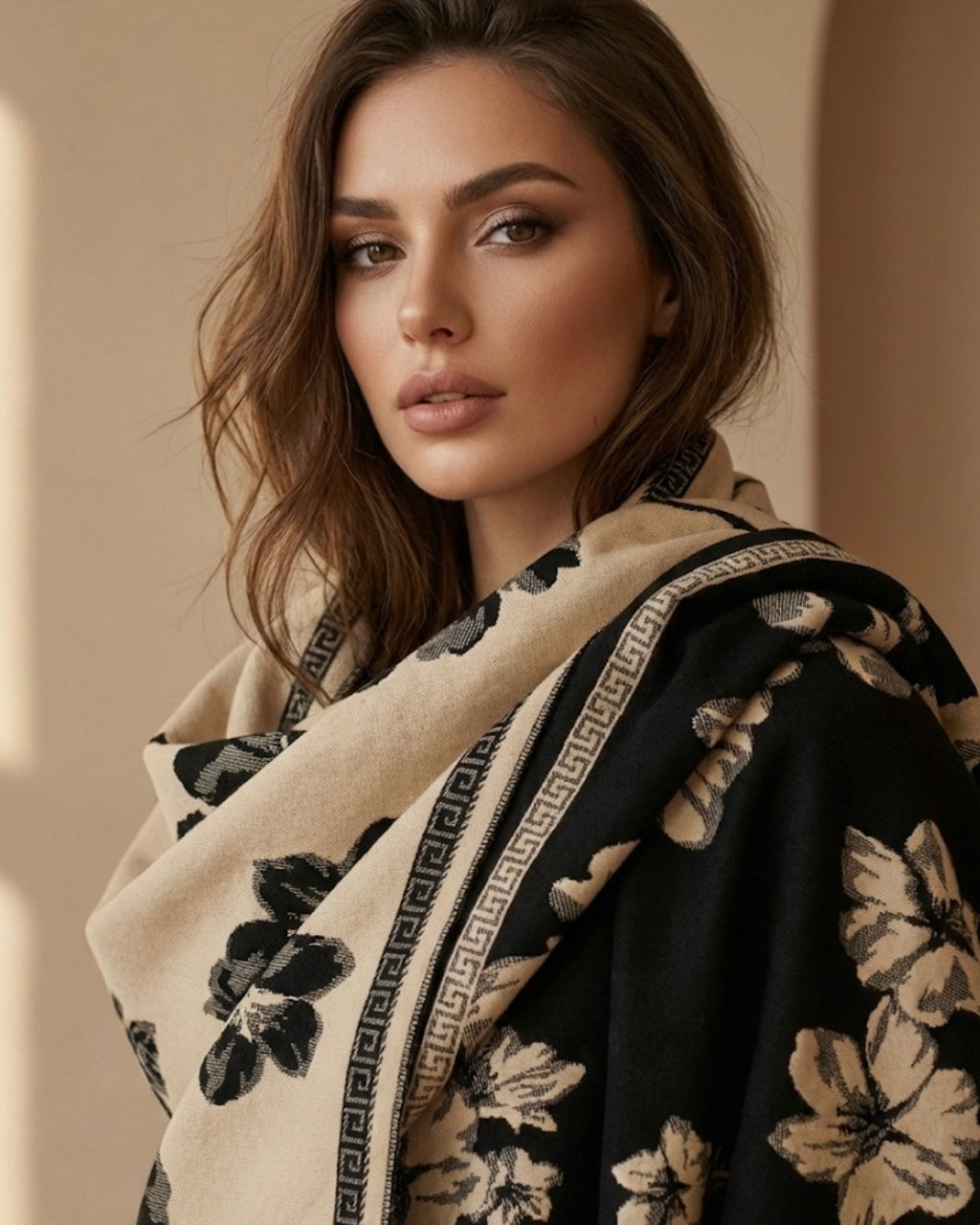 The Signature Noir Beige Scarf
