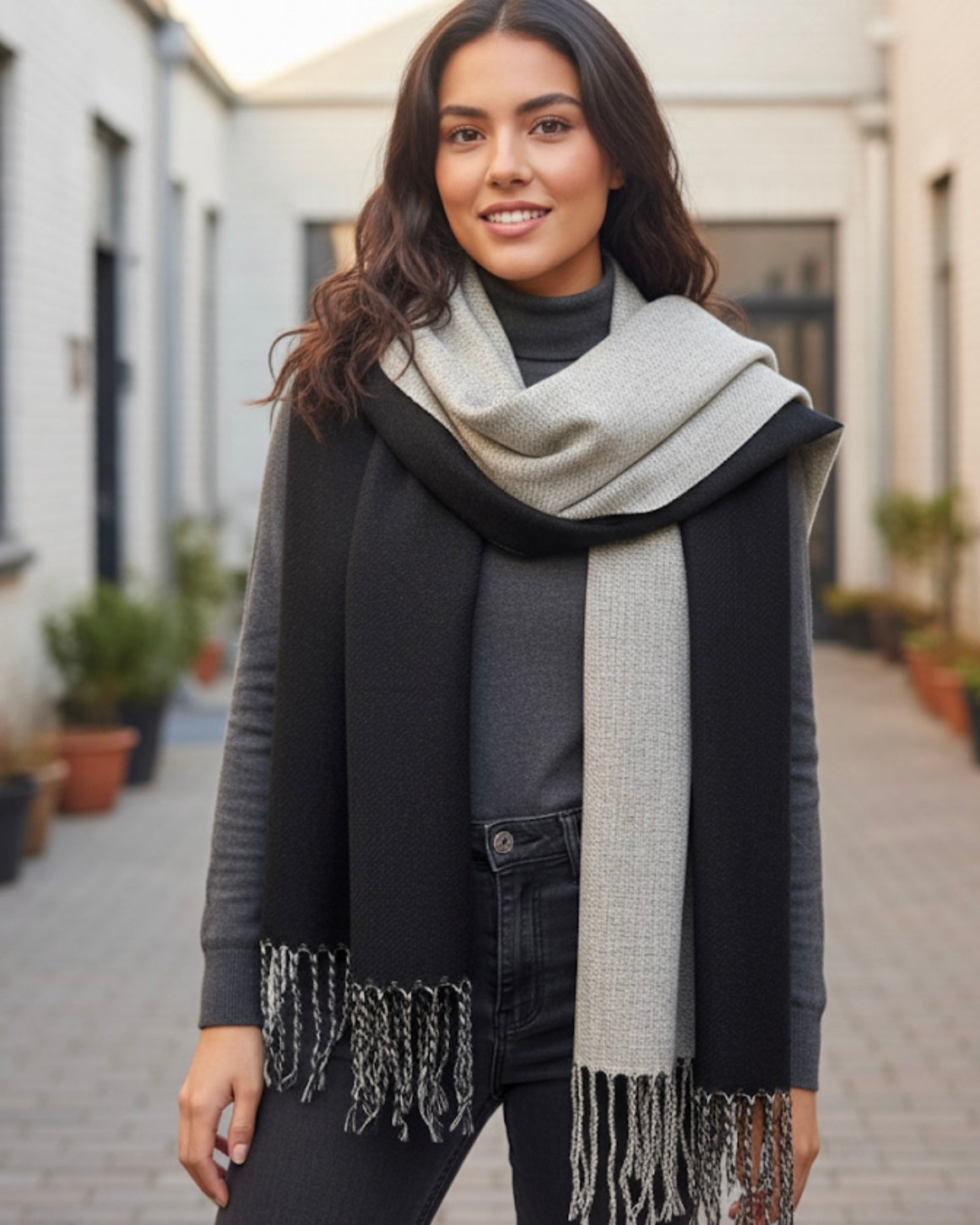Black Two-Tone Whisper Scarf