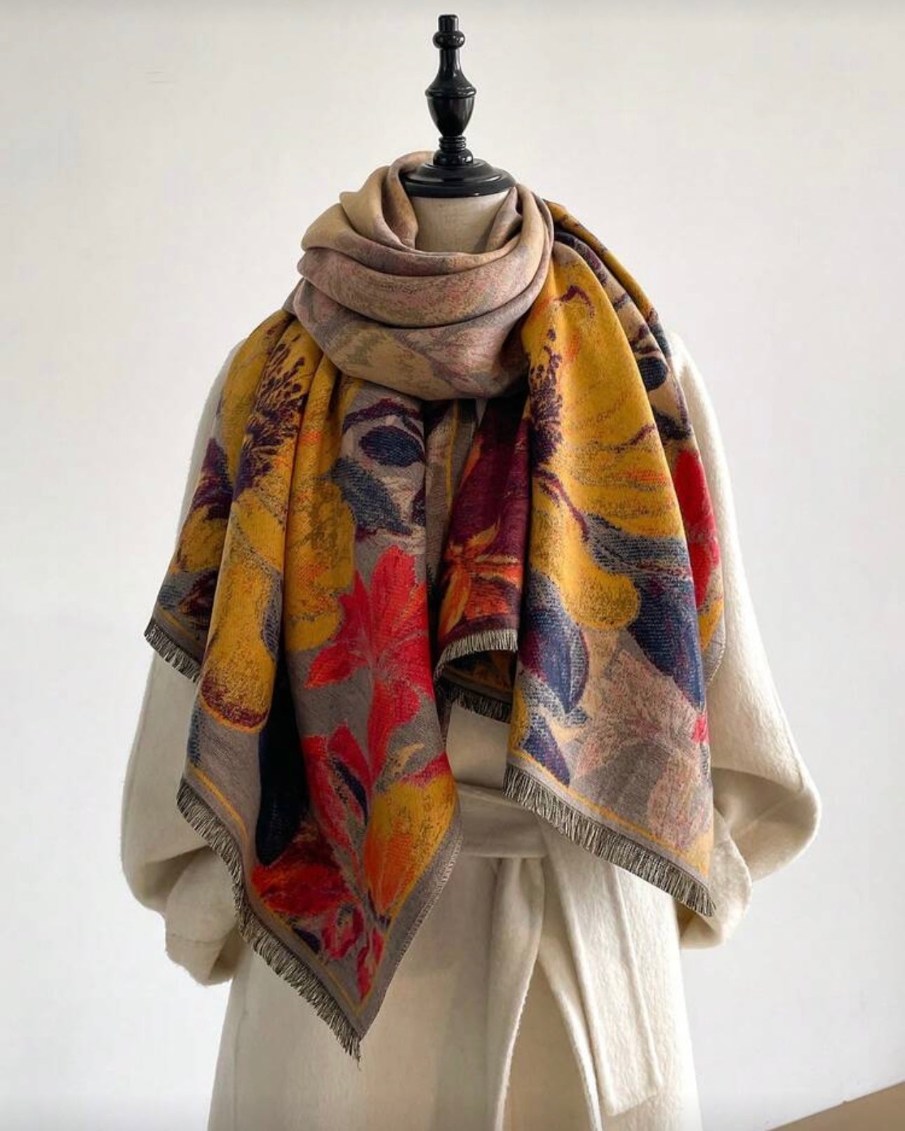 Harvest Bloom Thick Faux Cashmere Soft Scarf
