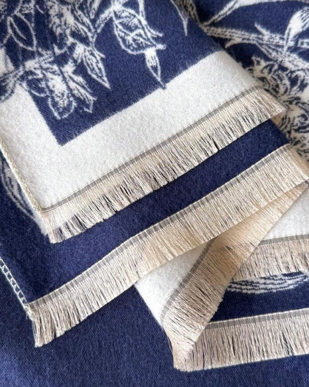 Navy Blue Sapphire Flora Scarf