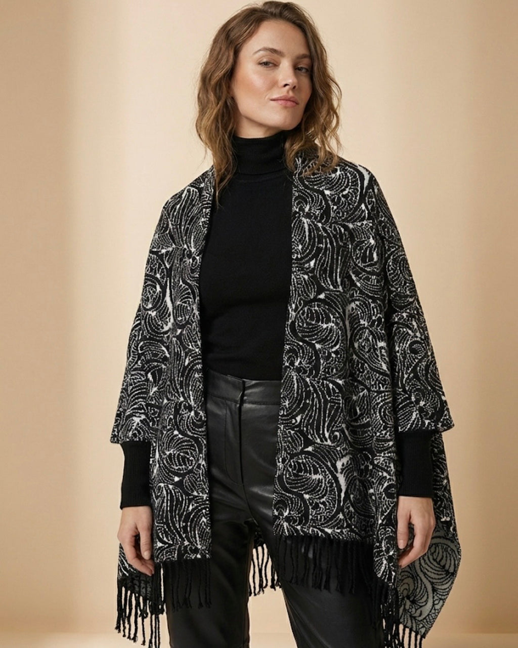The Majesty Black Sleeve Poncho