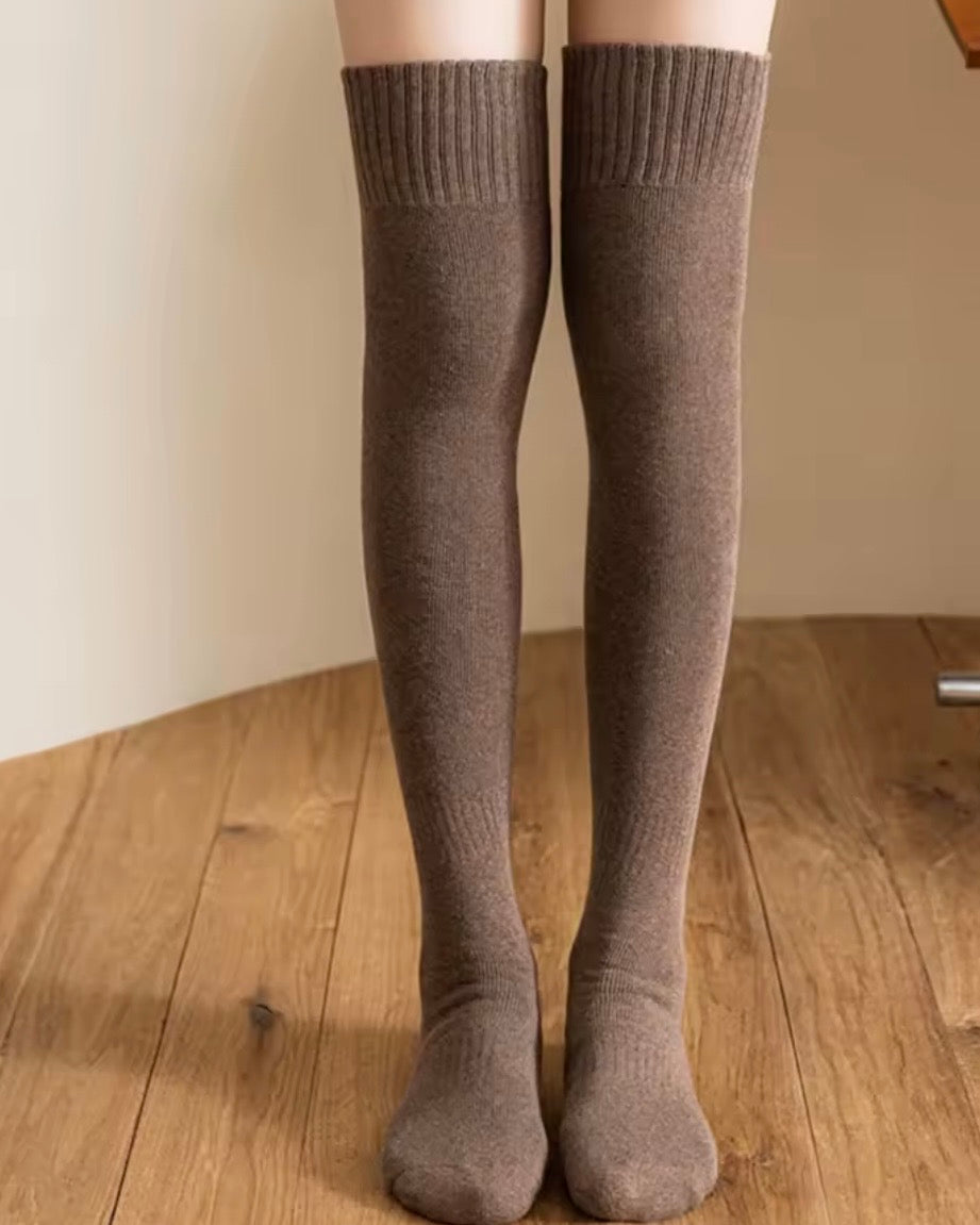 High knee brown socks