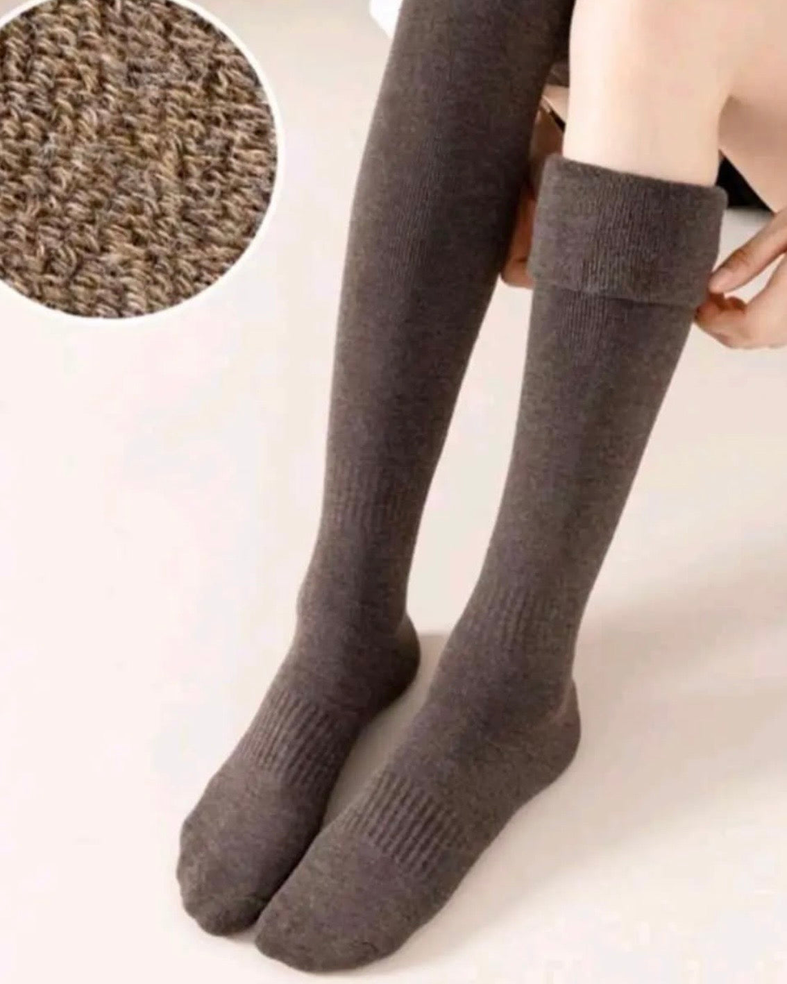 High knee brown socks