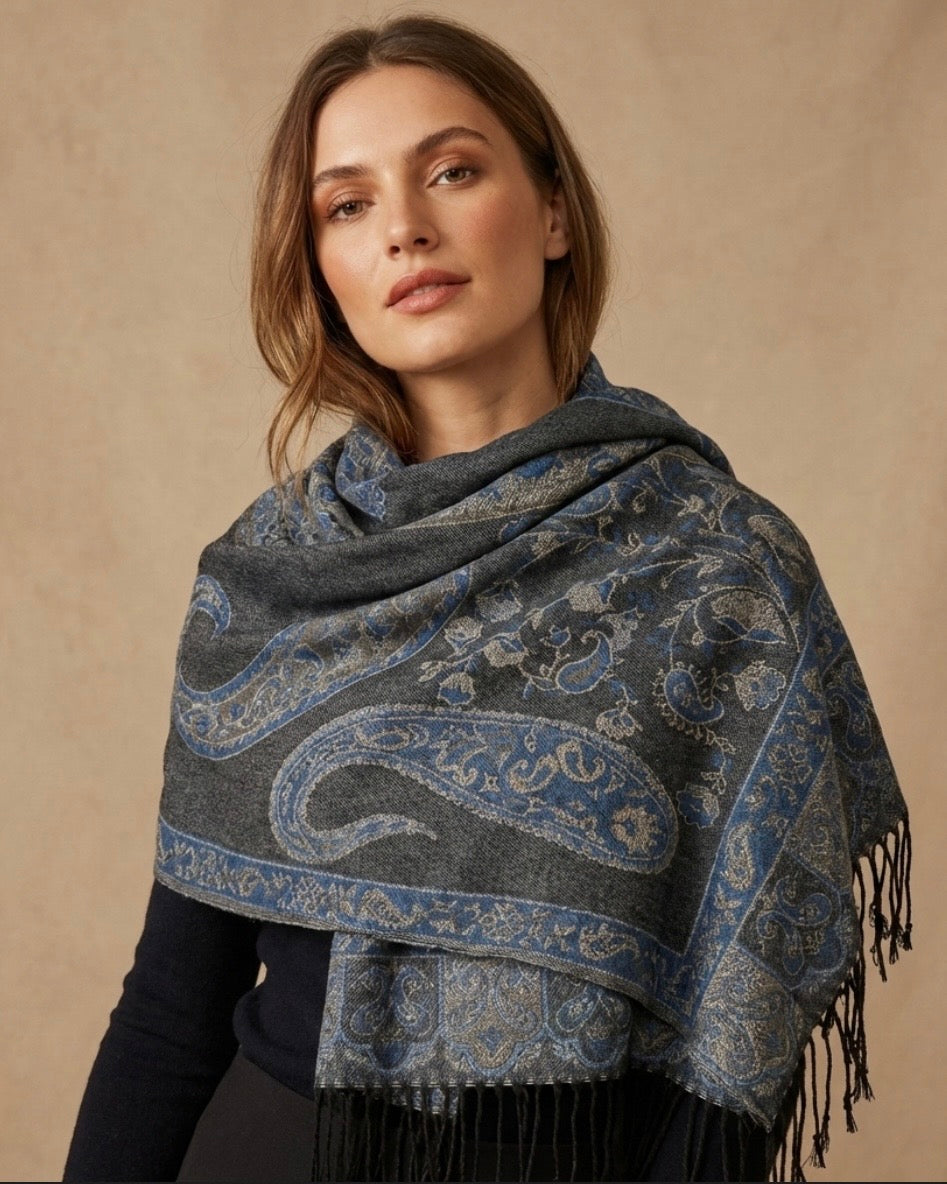 Pashmina Sapphire Smoke Scarf