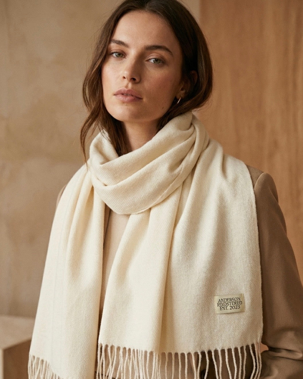 The Anderson Beige Pure Scarf