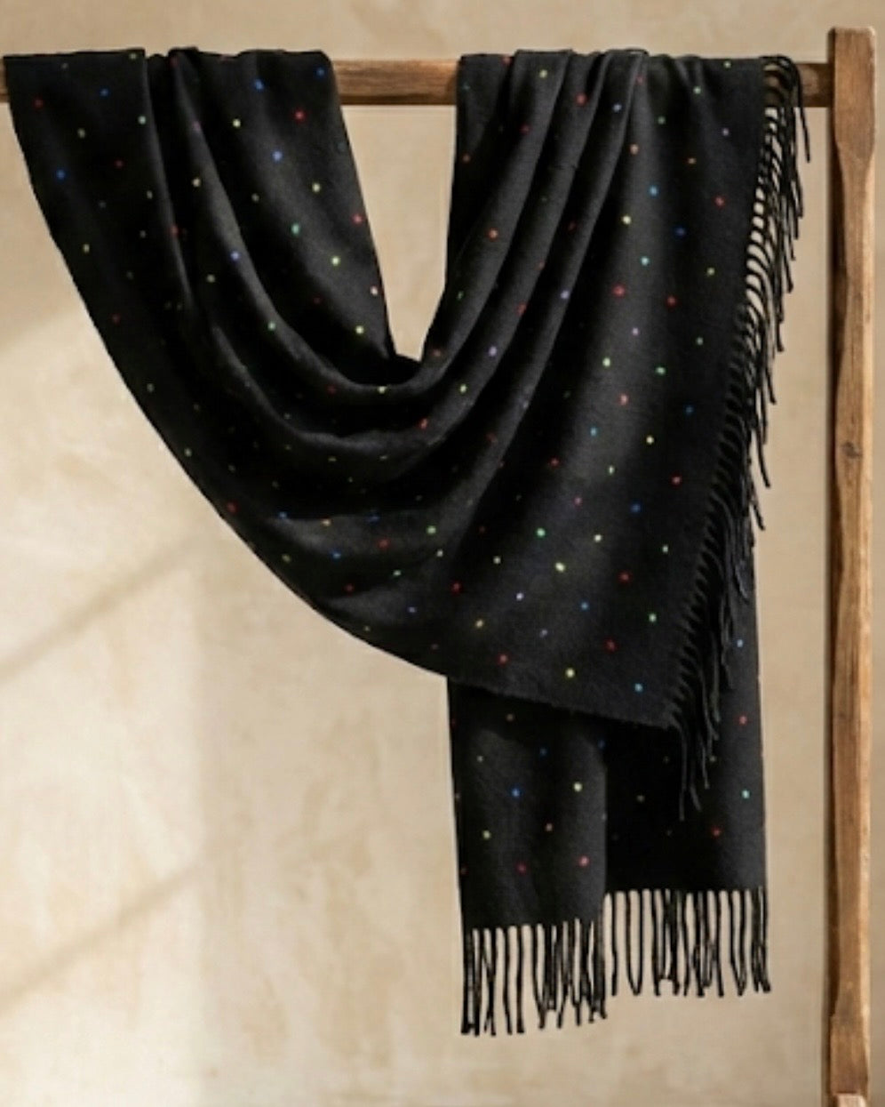 Pure black dotted scarf