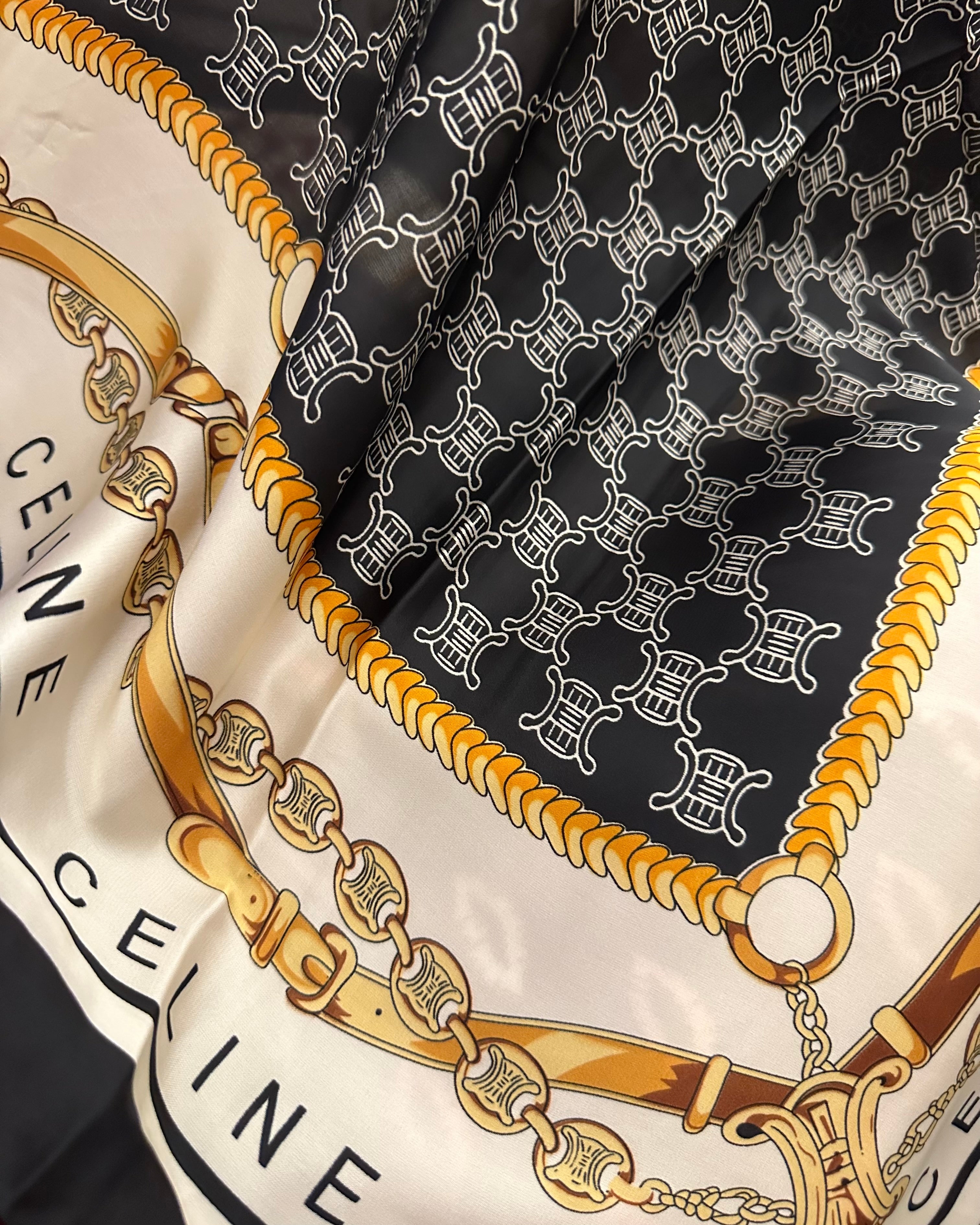 Celine Silk Gold Chain Scarf