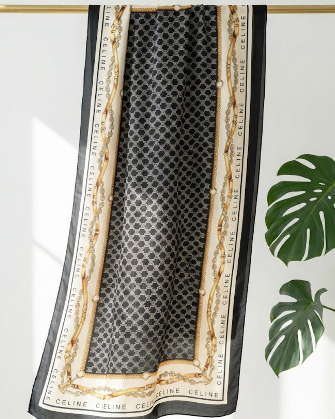 Celine Silk Gold Chain Scarf