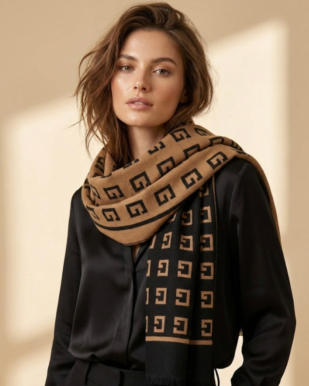 The Midnight Dune Double Sided Camel Scarf