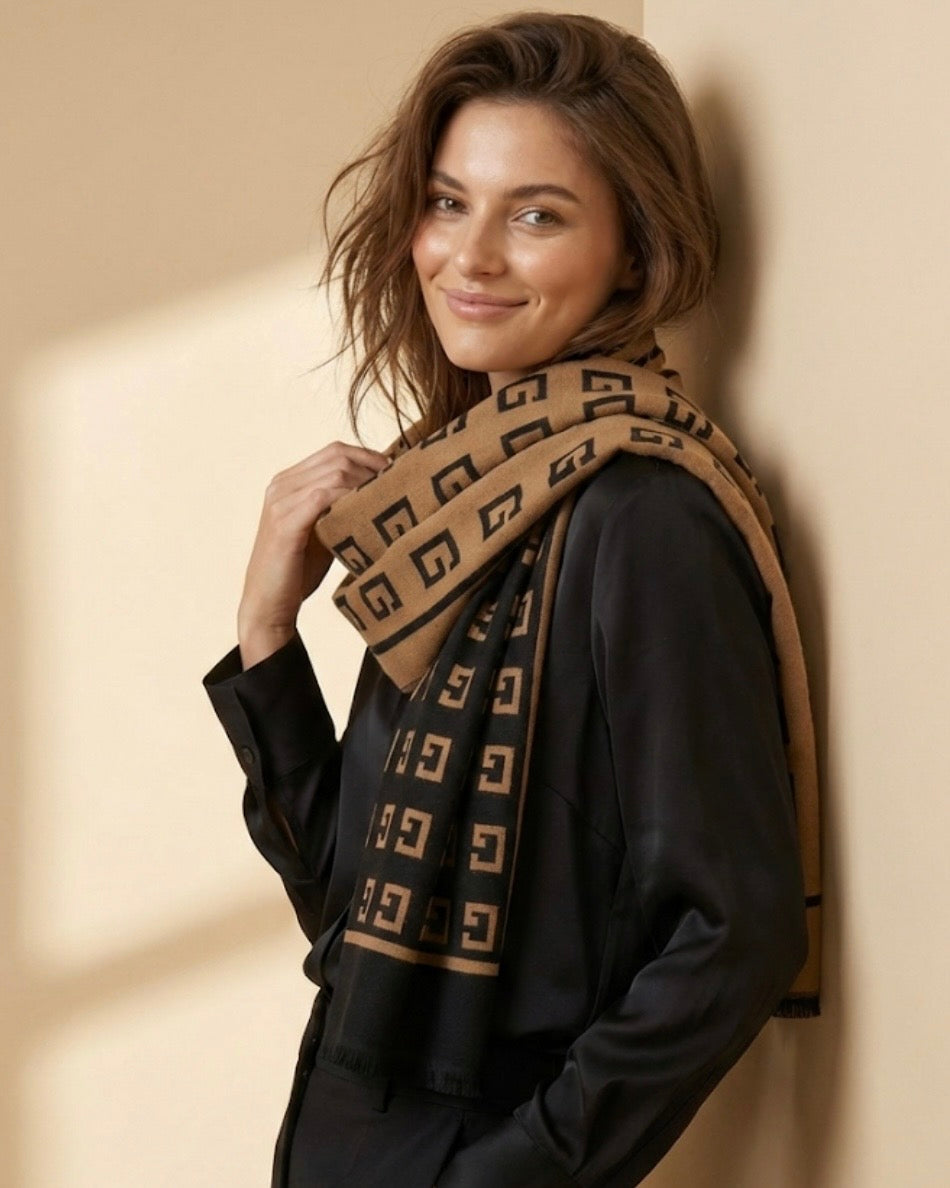 The Midnight Dune Double Sided Camel Scarf