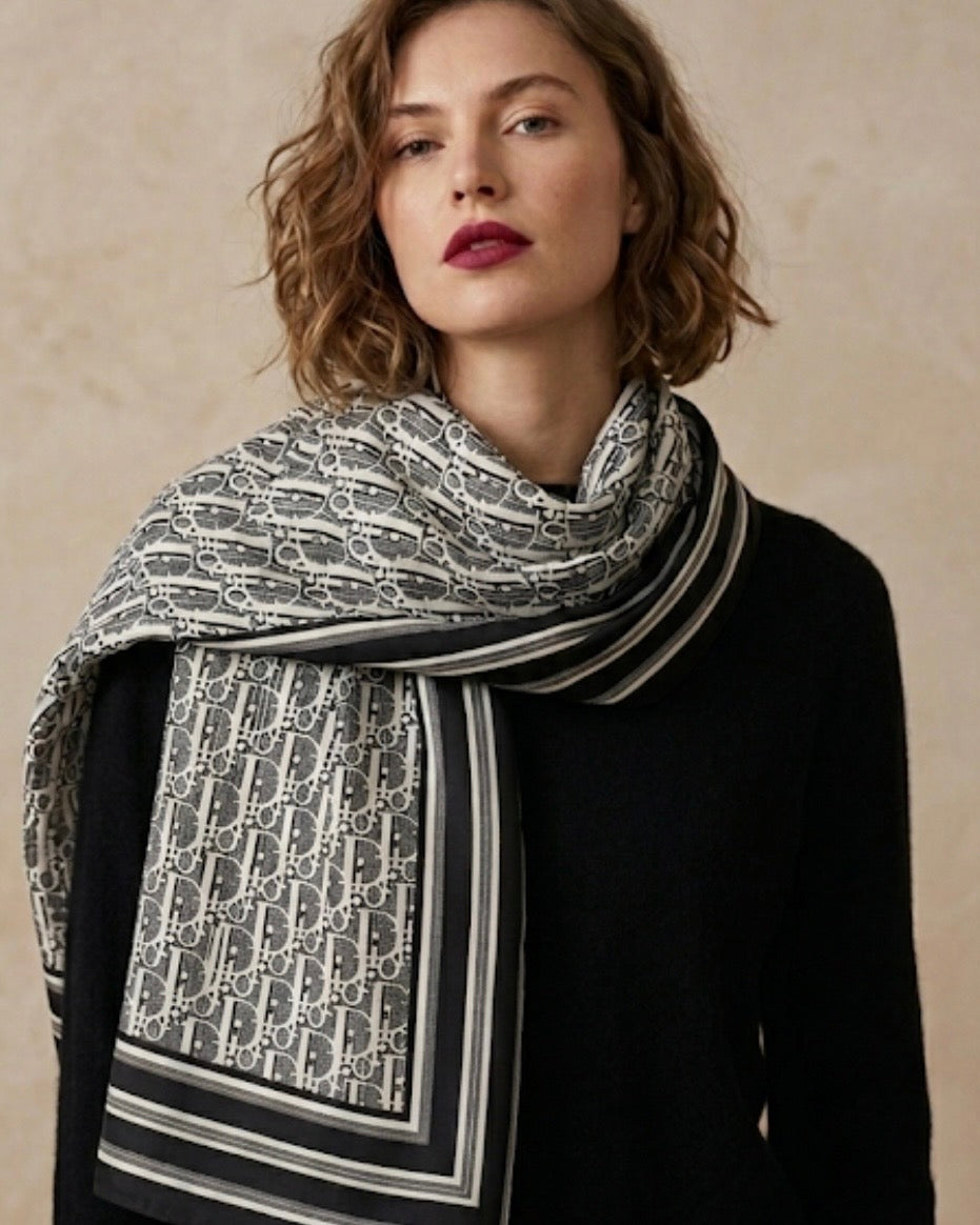 D-Block Monogram Silky Scarf