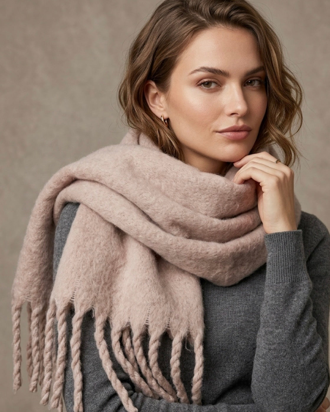 Plush Bouklé Pink Scarf