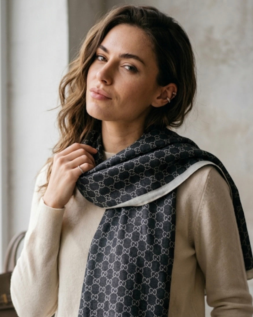 Platinum Slate GUCCI Silky Scarf