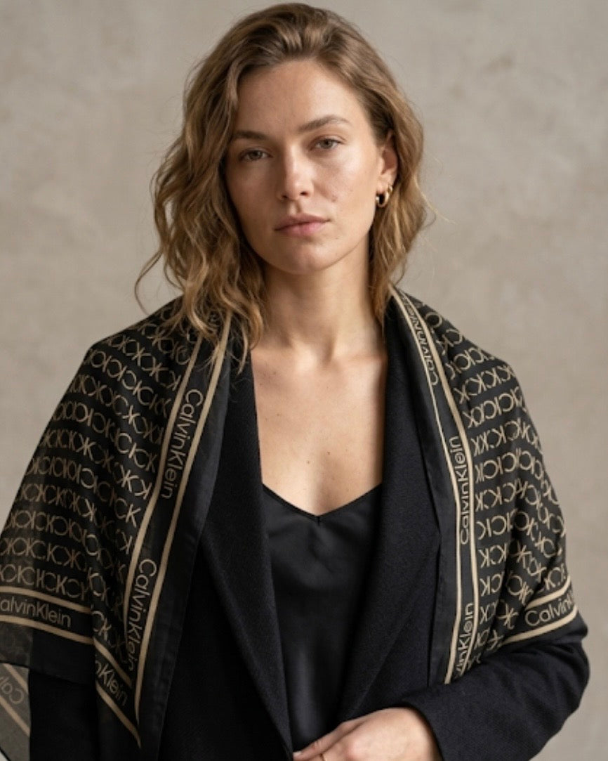The Signature Noir Calvin Klein Silky Scarf