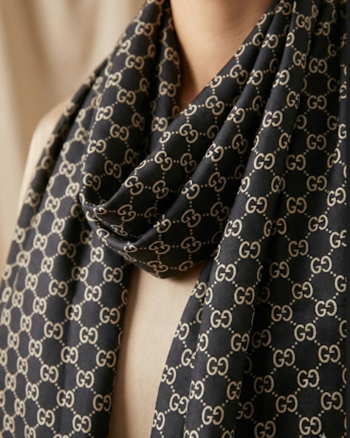 The Vanguard Black Gucci Silky Scarf
