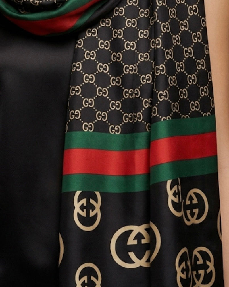 The Vanguard Black Gucci Silky Scarf