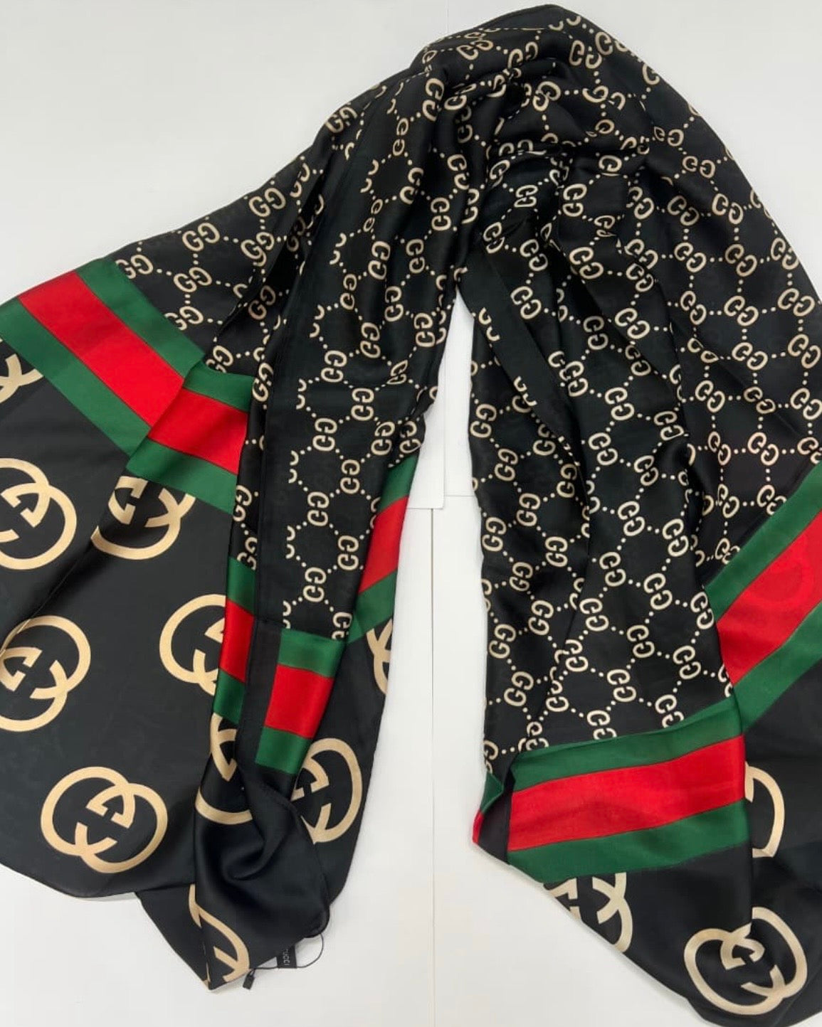 The Vanguard Black Gucci Silky Scarf