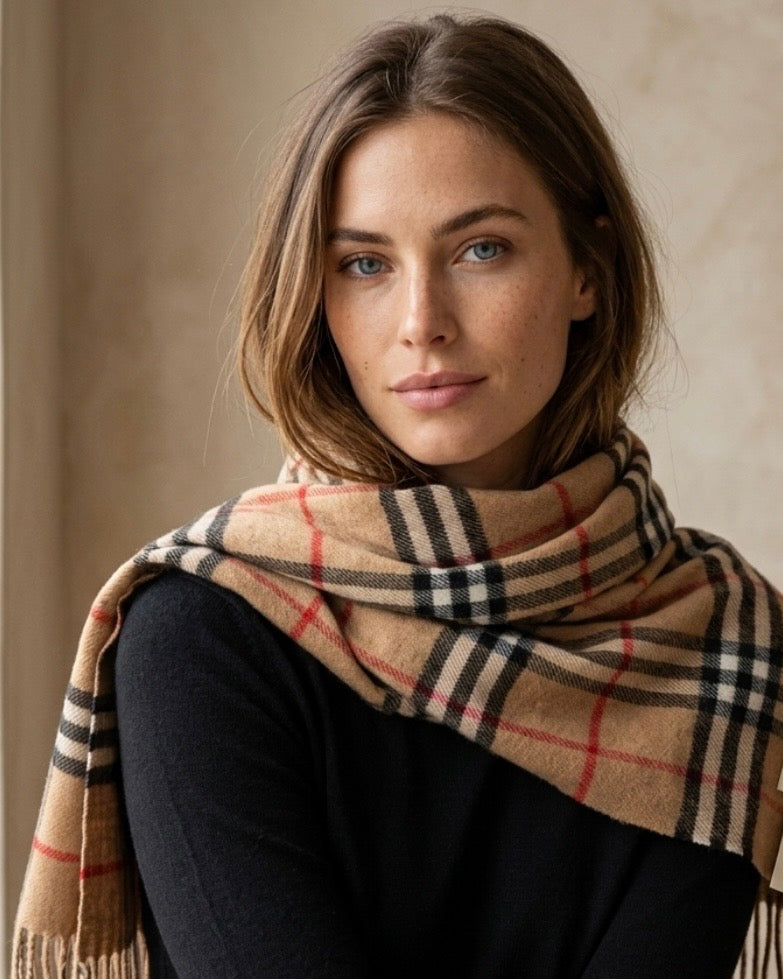BURBERRY Checked Cashmere Scarf