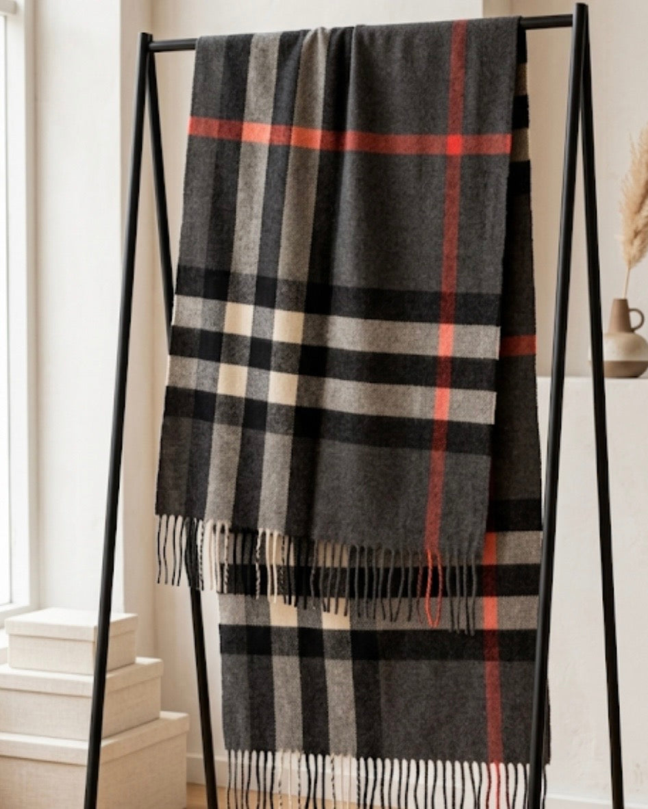 Burberry Black Check cashmere scarf