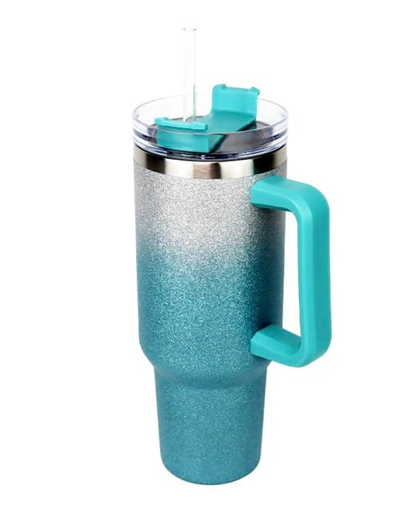 Double Wall Stainless Steel Glitter Tumbler with Handler