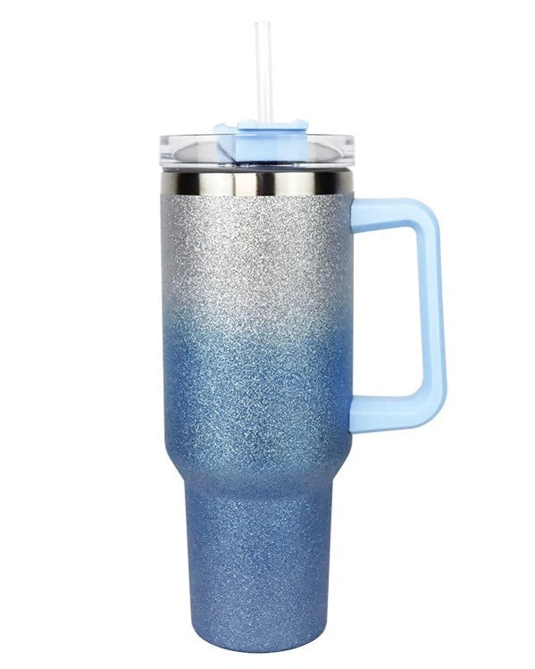 Double Wall Stainless Steel Glitter Tumbler with Handler