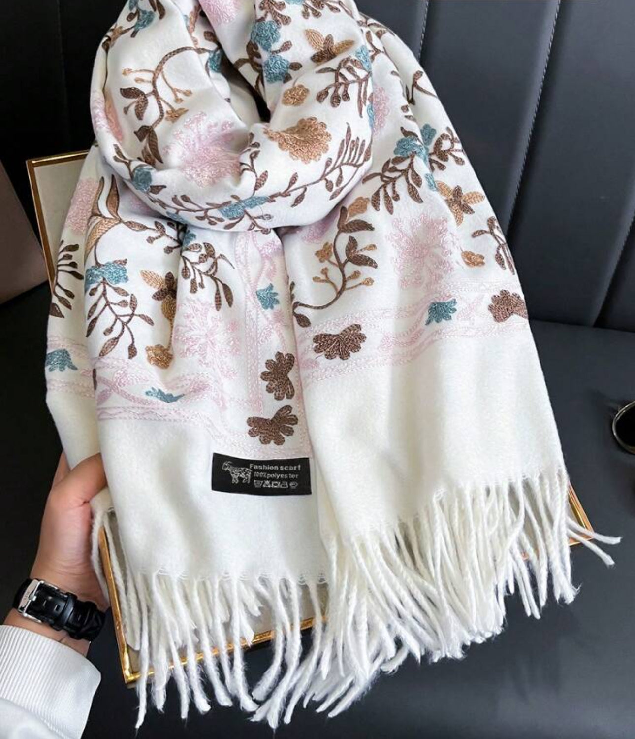 White Bohemian Style Scarf