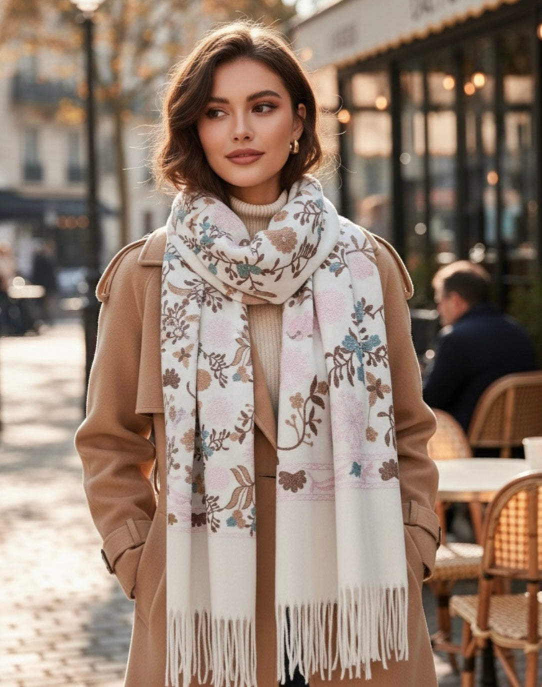White Bohemian Style Scarf
