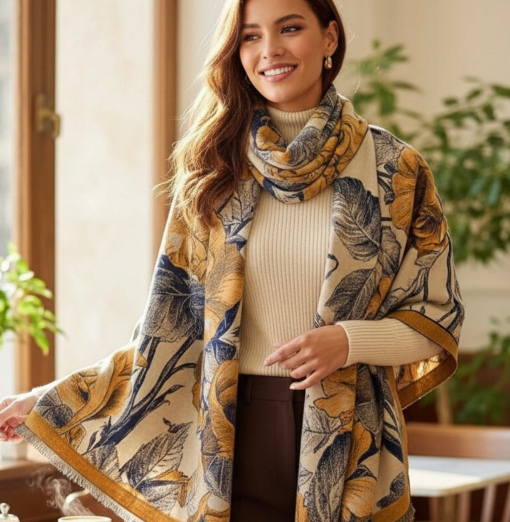 Golden Harvest Floral Scarf