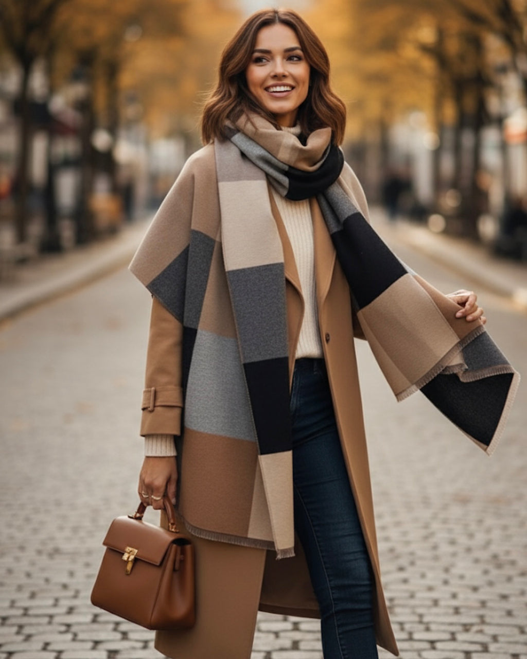 Neutral Color Block Wrap