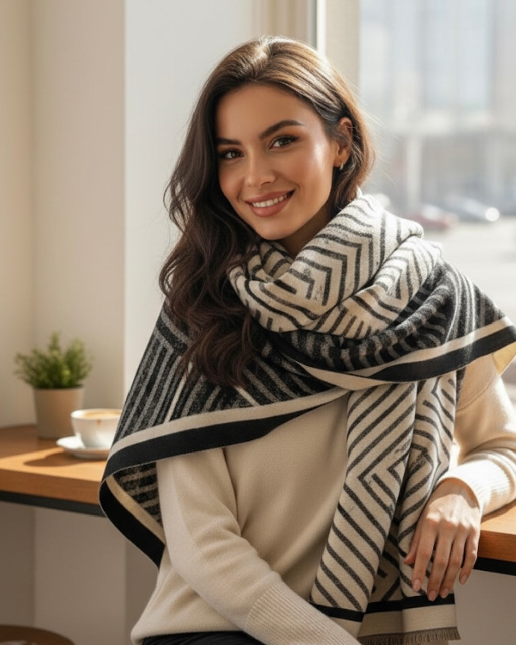 Geometric Echo Scarf