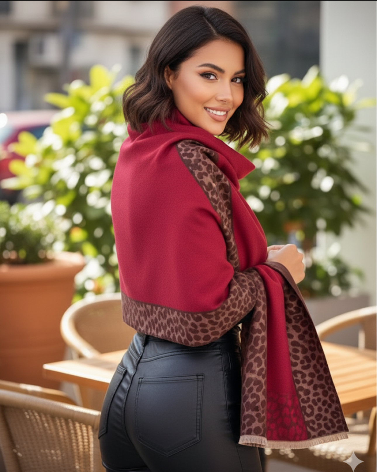 Leopard Bordeaux Scarf