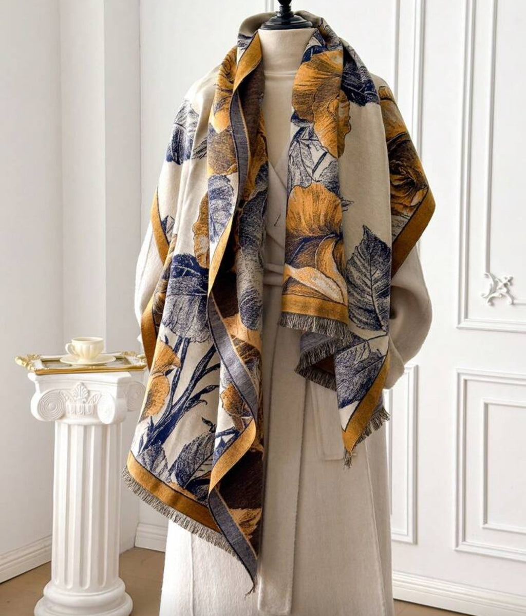 Golden Harvest Floral Scarf