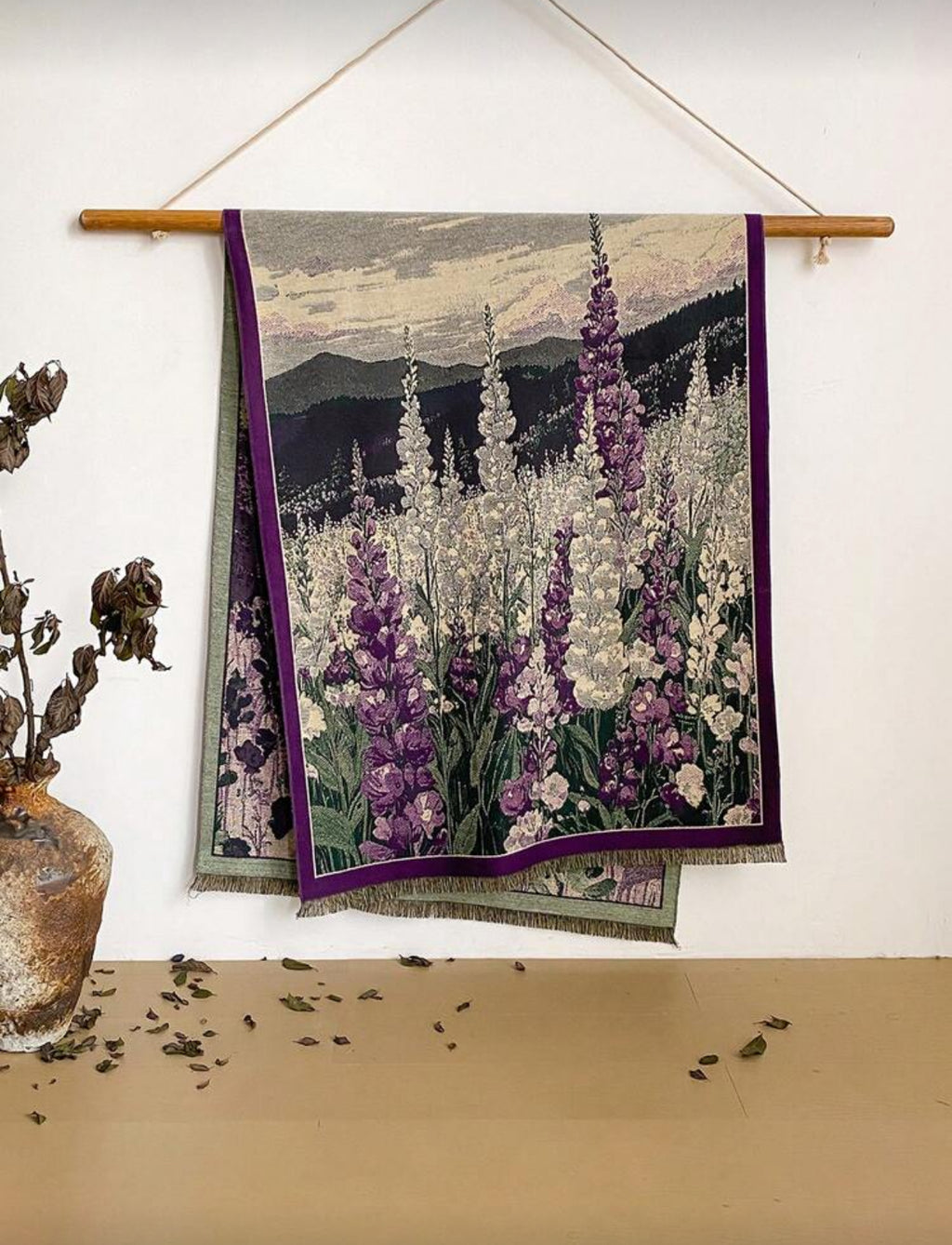 Purple Floral Cashmere Scarf