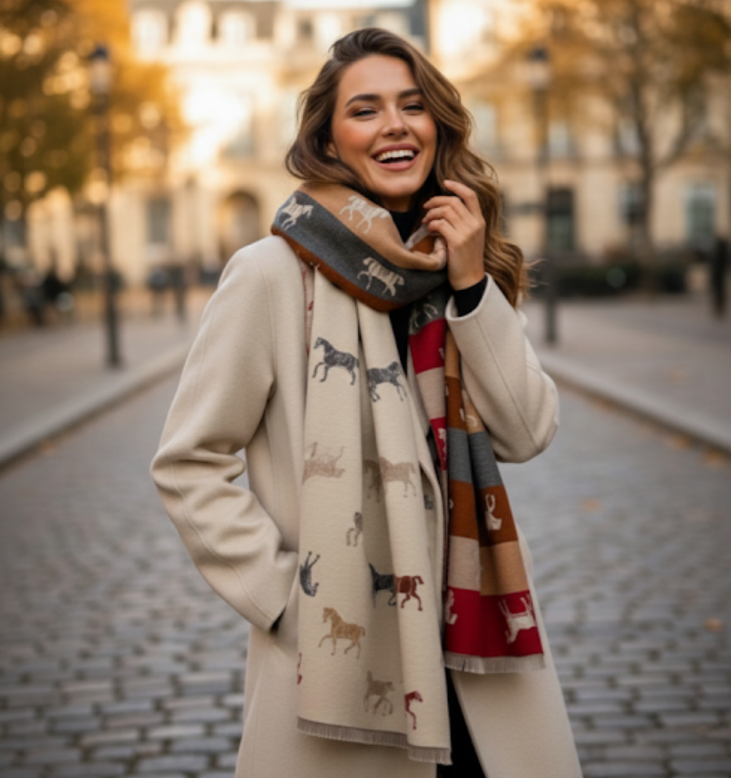 Horsy Jacquard Elegant Scarf